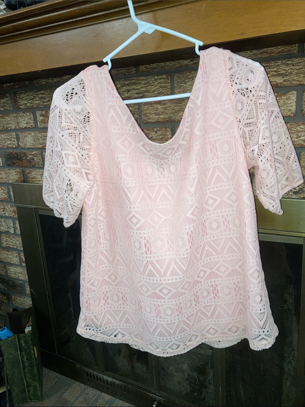 NWT Rachel Kate Light Pink Lace Overlay Women's Top